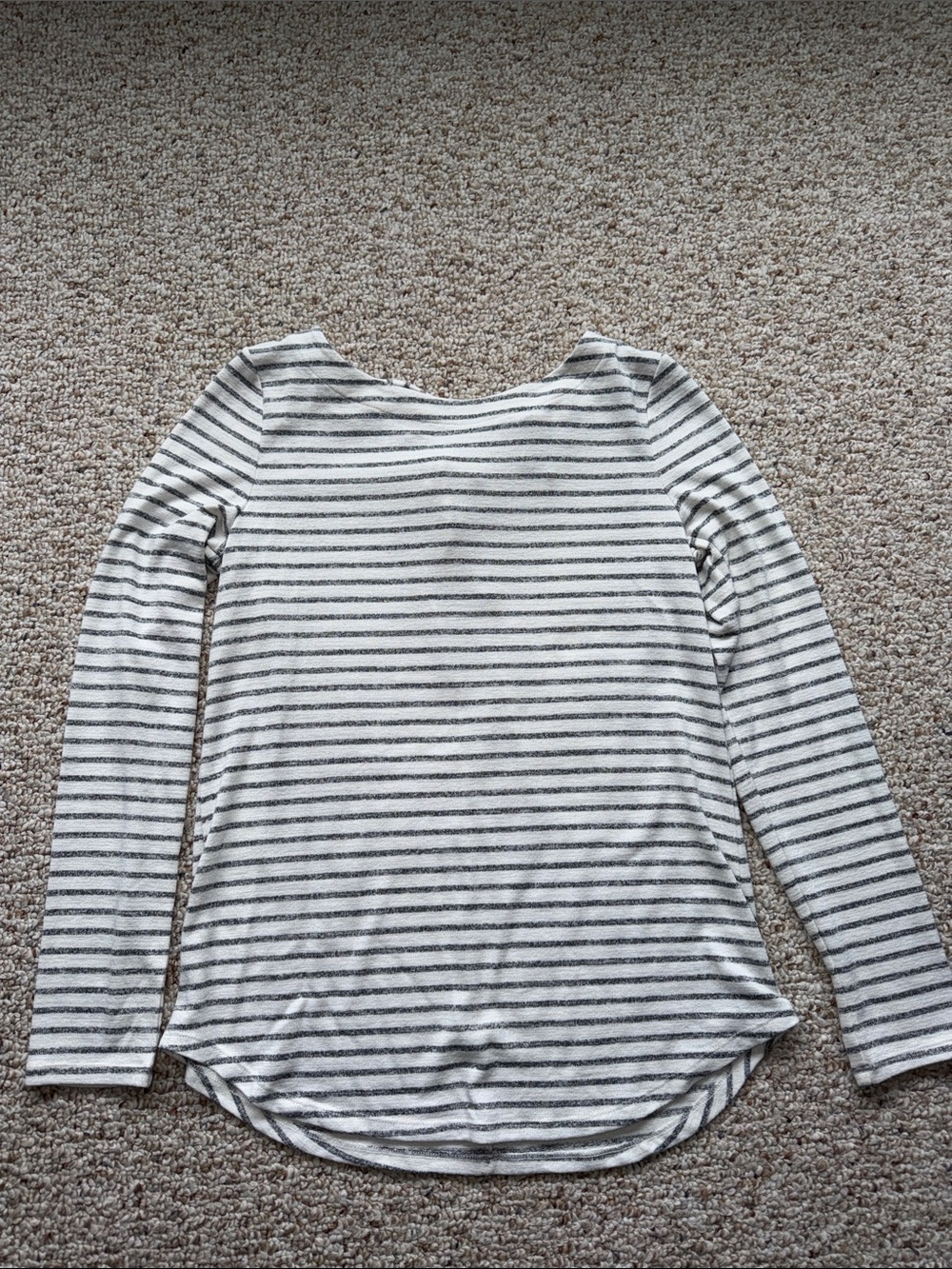 Banana Republic Women's Long-Sleeve Striped Boatneck Top - White and Gray